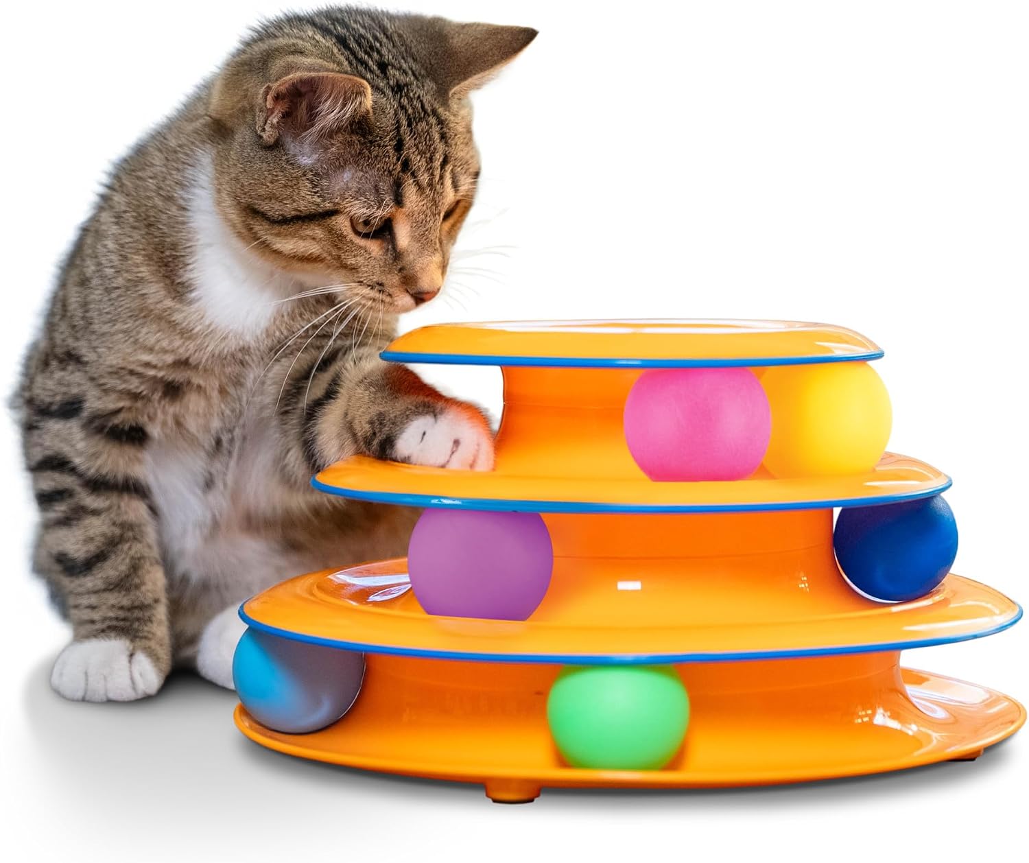 Catstages Tower of Tracks Interactive Cat Toy, 6 Spinning Balls, 10" x 5.3"