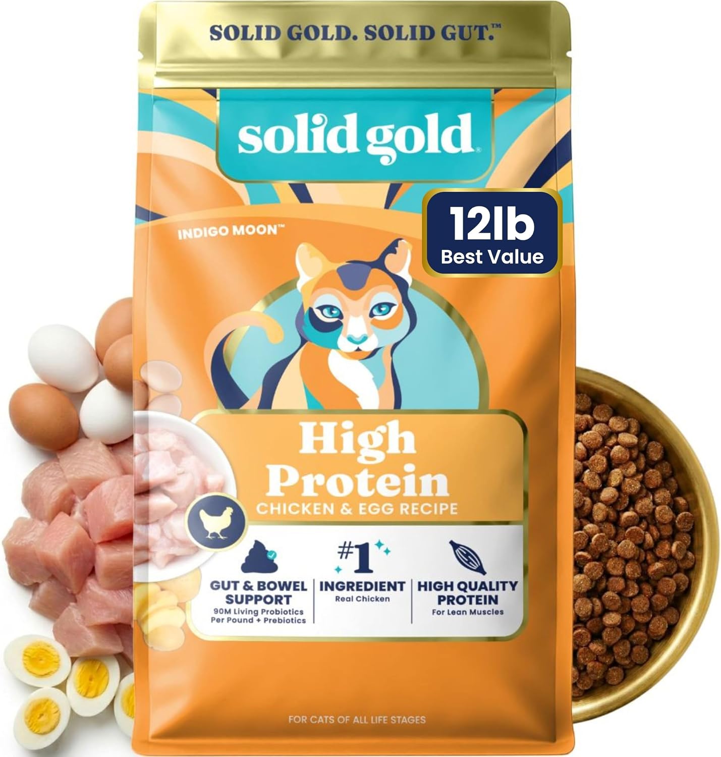 Solid Gold High Protein Chicken Dry Cat Food, for Cats & Kittens, 12lb