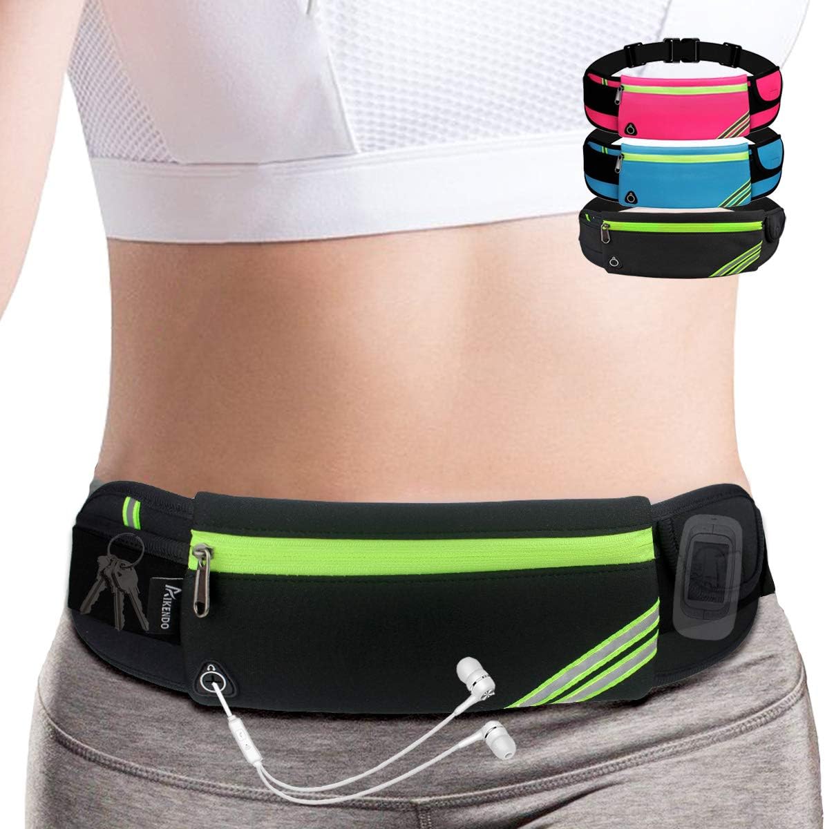 AIKENDO Slim Running Belt Fanny Pack Phone Holder Money Belt Women and Men