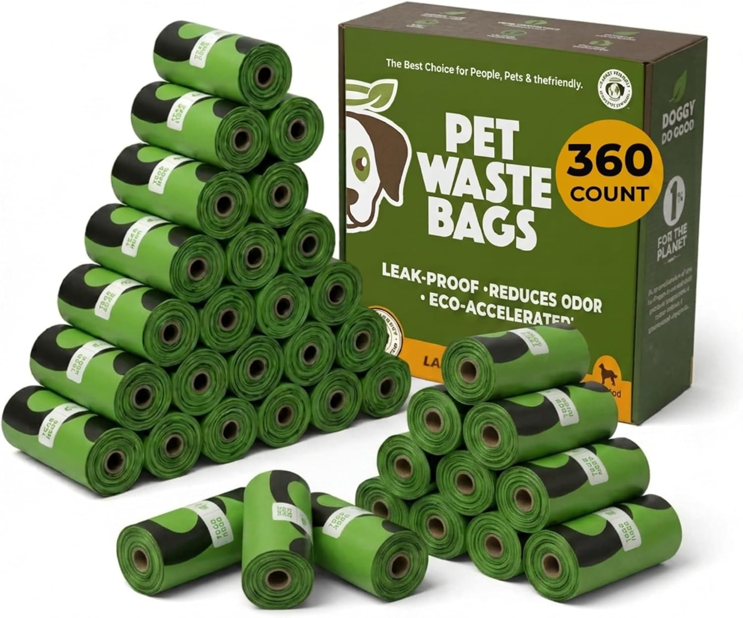 Doggy Do Good - Dog Poop Bags, Unscented, Leak-Proof Standard Size, 360-Pcs