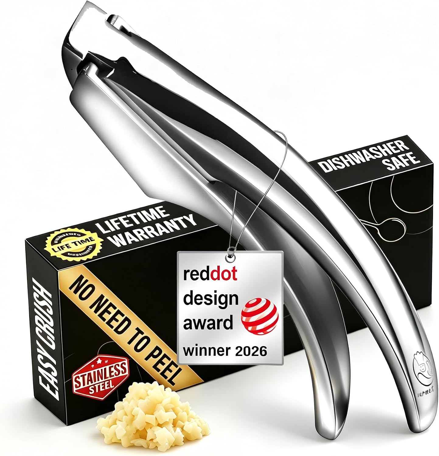 Gourmet Easy Garlic Press Lifetime Replacement, No Need to Peel, Fine Mince