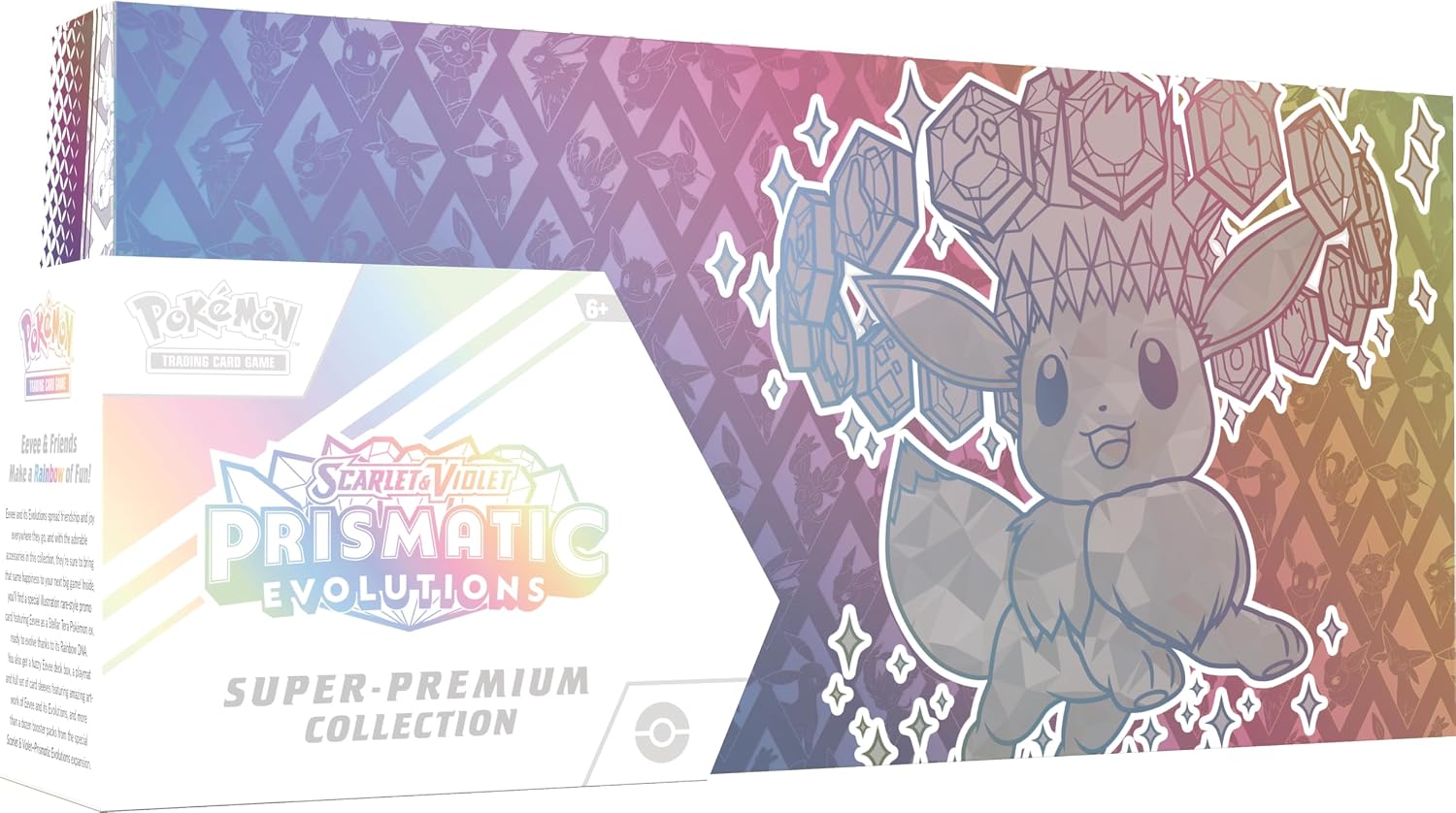 Pokemon TCG: Scarlet & Violet—Prismatic Evolutions Super-Premium Collection - 15 Booster Packs, 65 Card Sleeves, Full Art Foil Promo Card, Deck Box, Playmat & Code Card