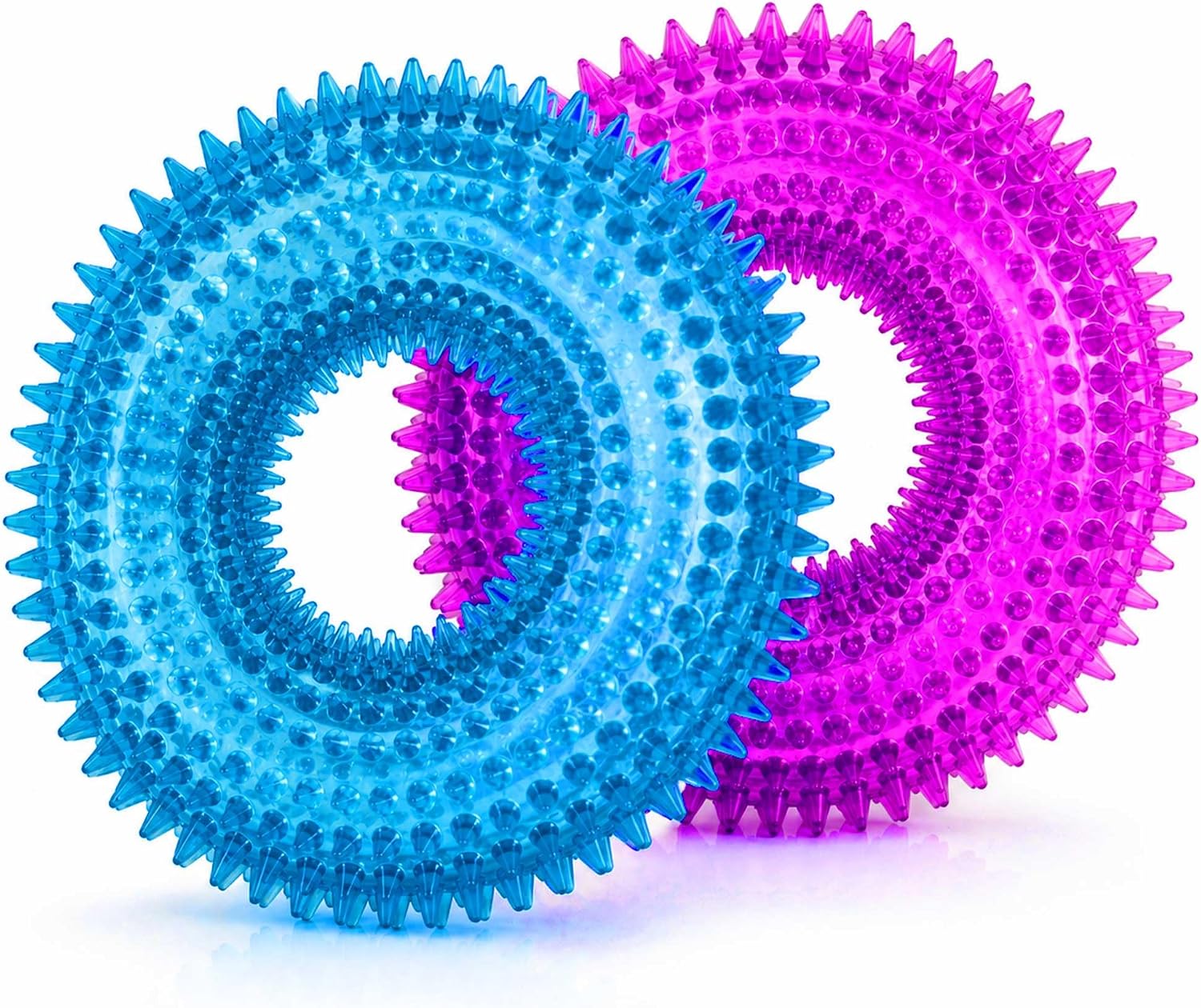 Dog Chew Toys for Aggressive Chewers, Squeaky Floating Donut Rings, 2 Pack
